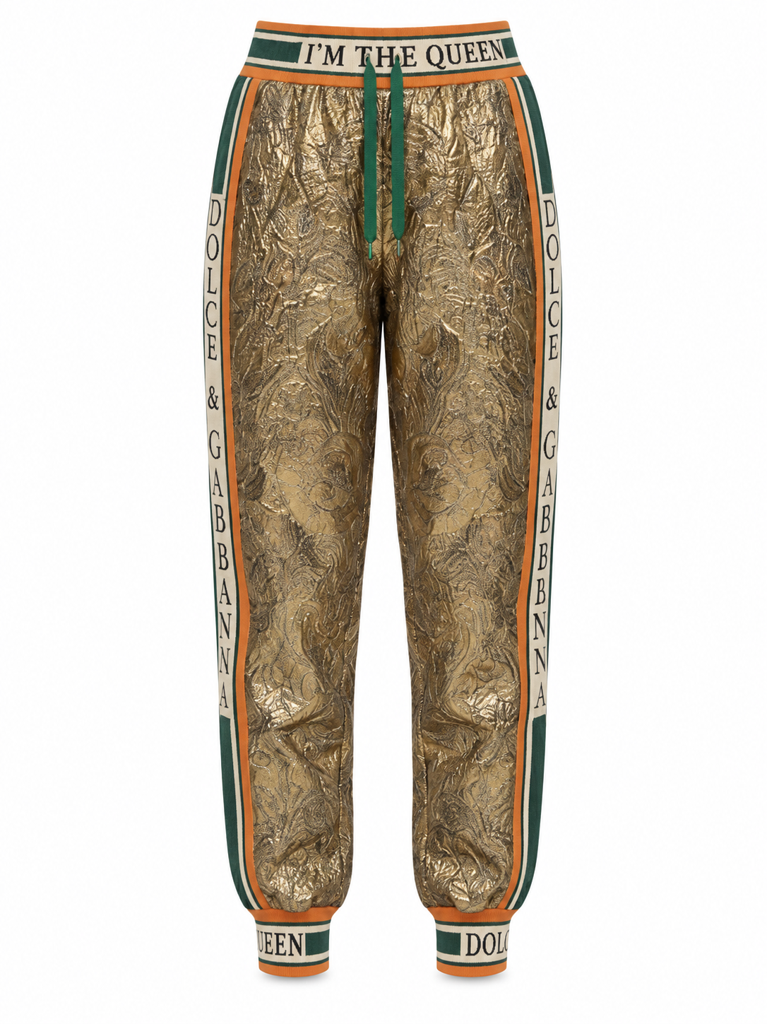 Dolce & Gabbana Gold Metallic Fibre Casual Pants