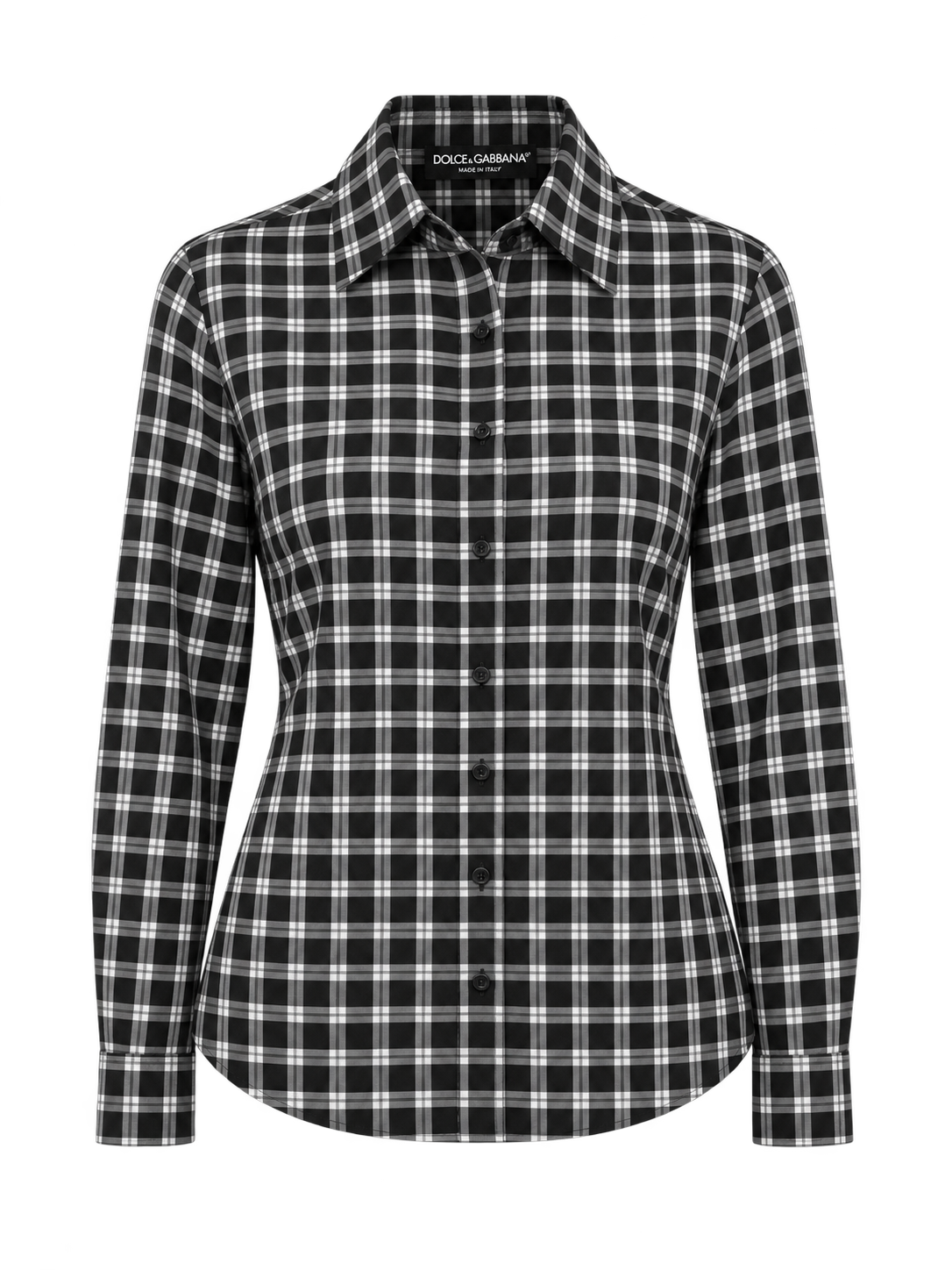 Dolce & Gabbana Black And White Silk Dress Shirt