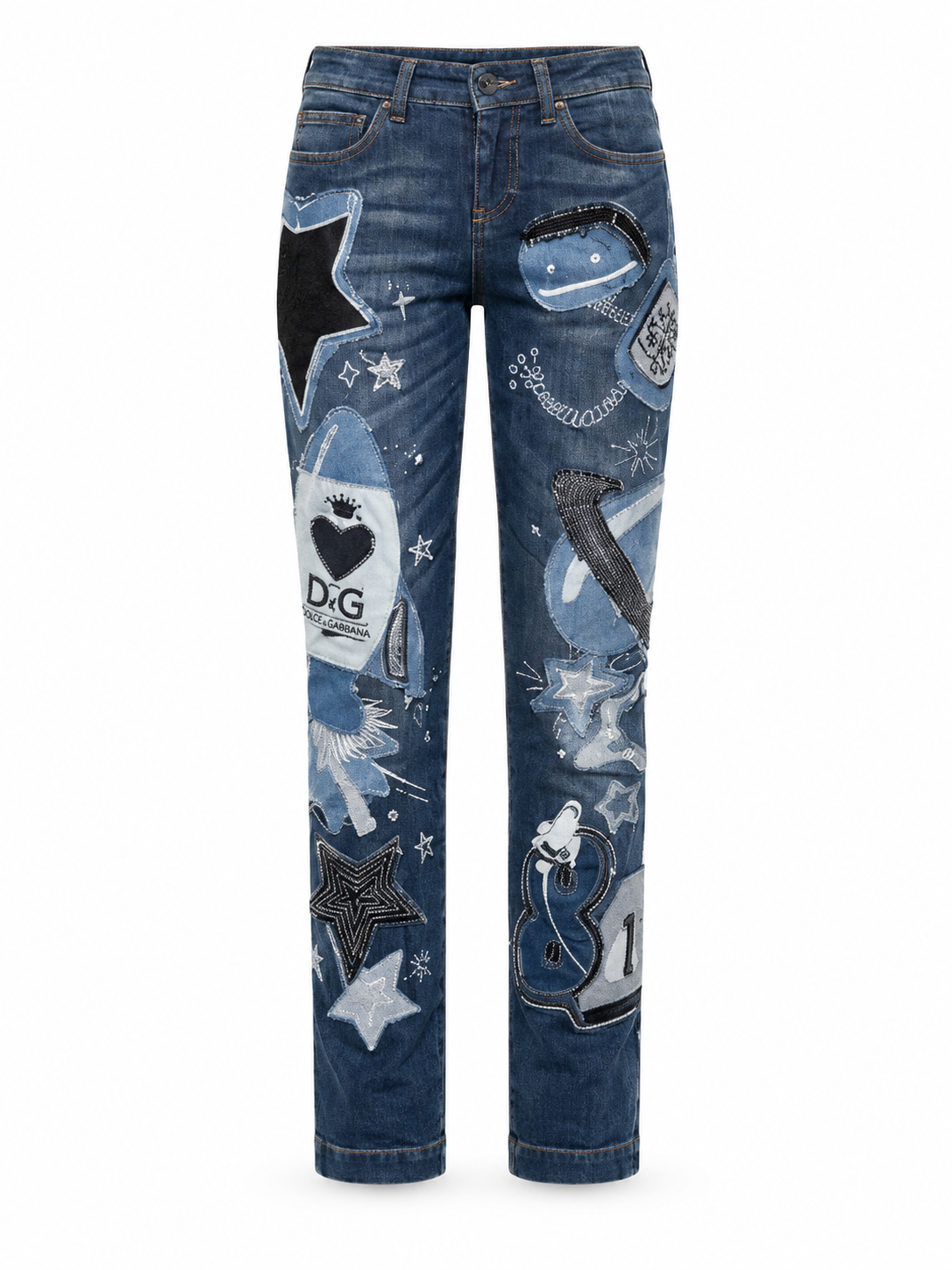Dolce & Gabbana Blue Cotton Straight-Leg Jeans