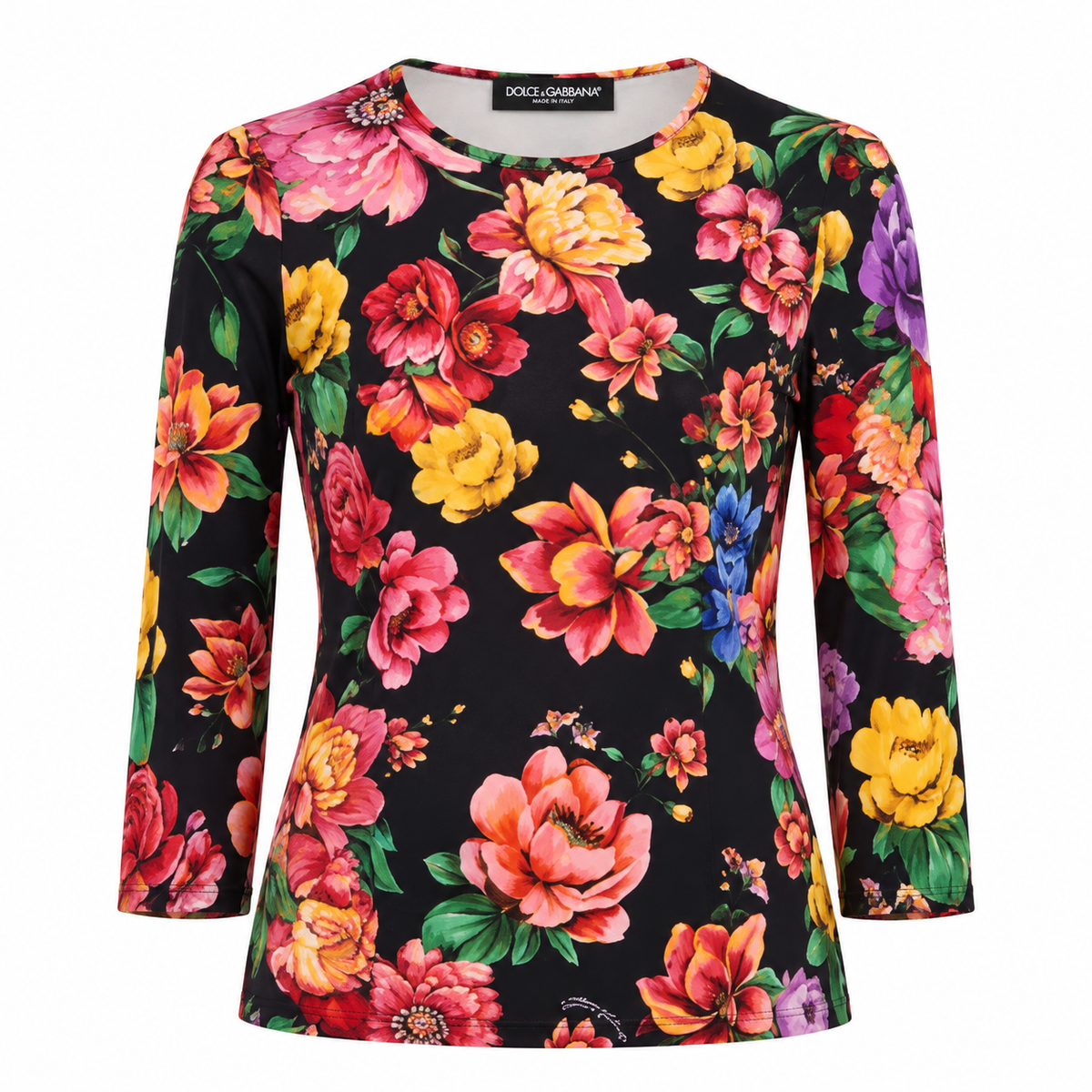 Dolce & Gabbana Multicolor Elastane Long Sleeve T-Shirt