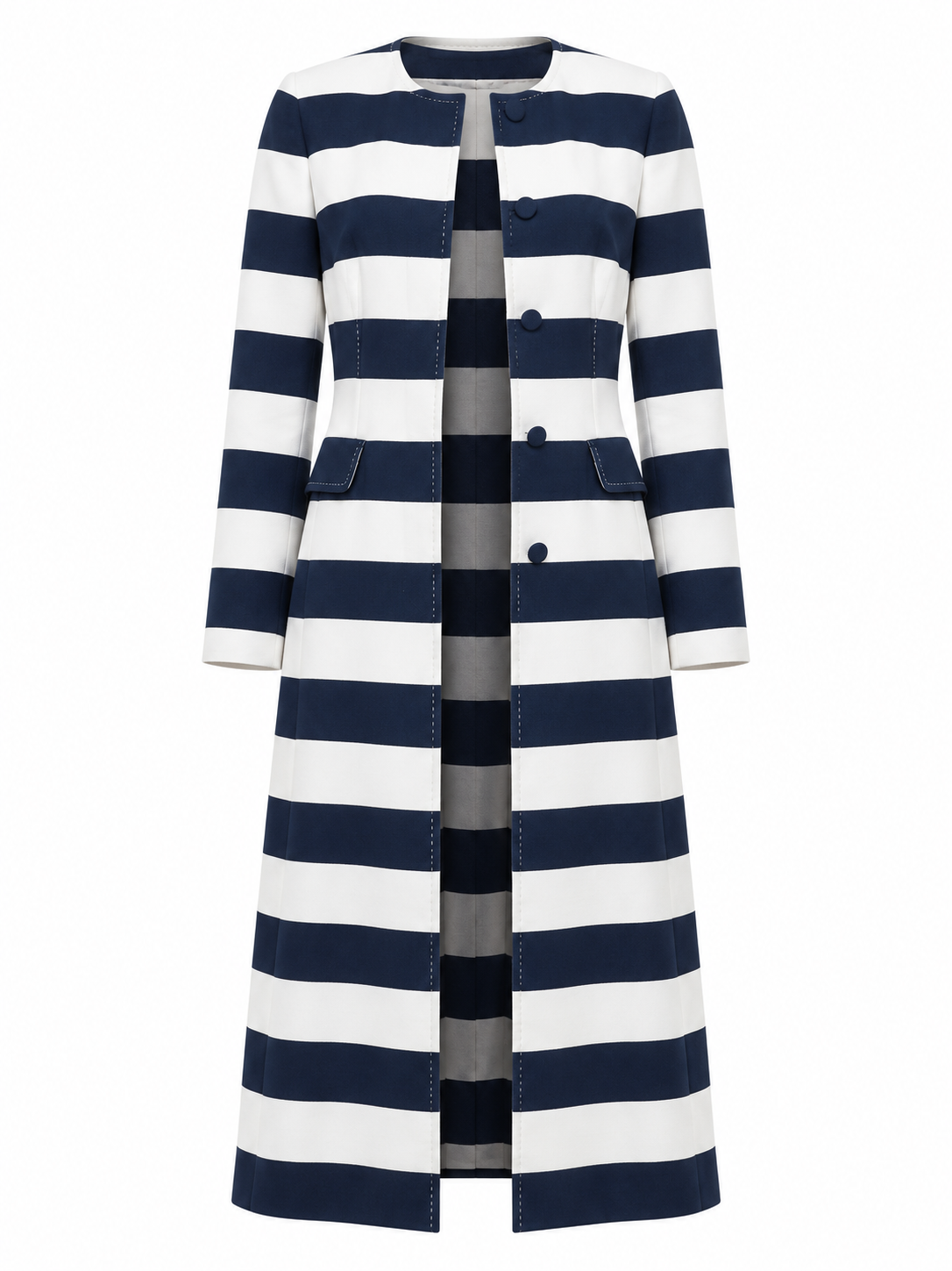 Dolce & Gabbana Navy Blue Viscose Coat